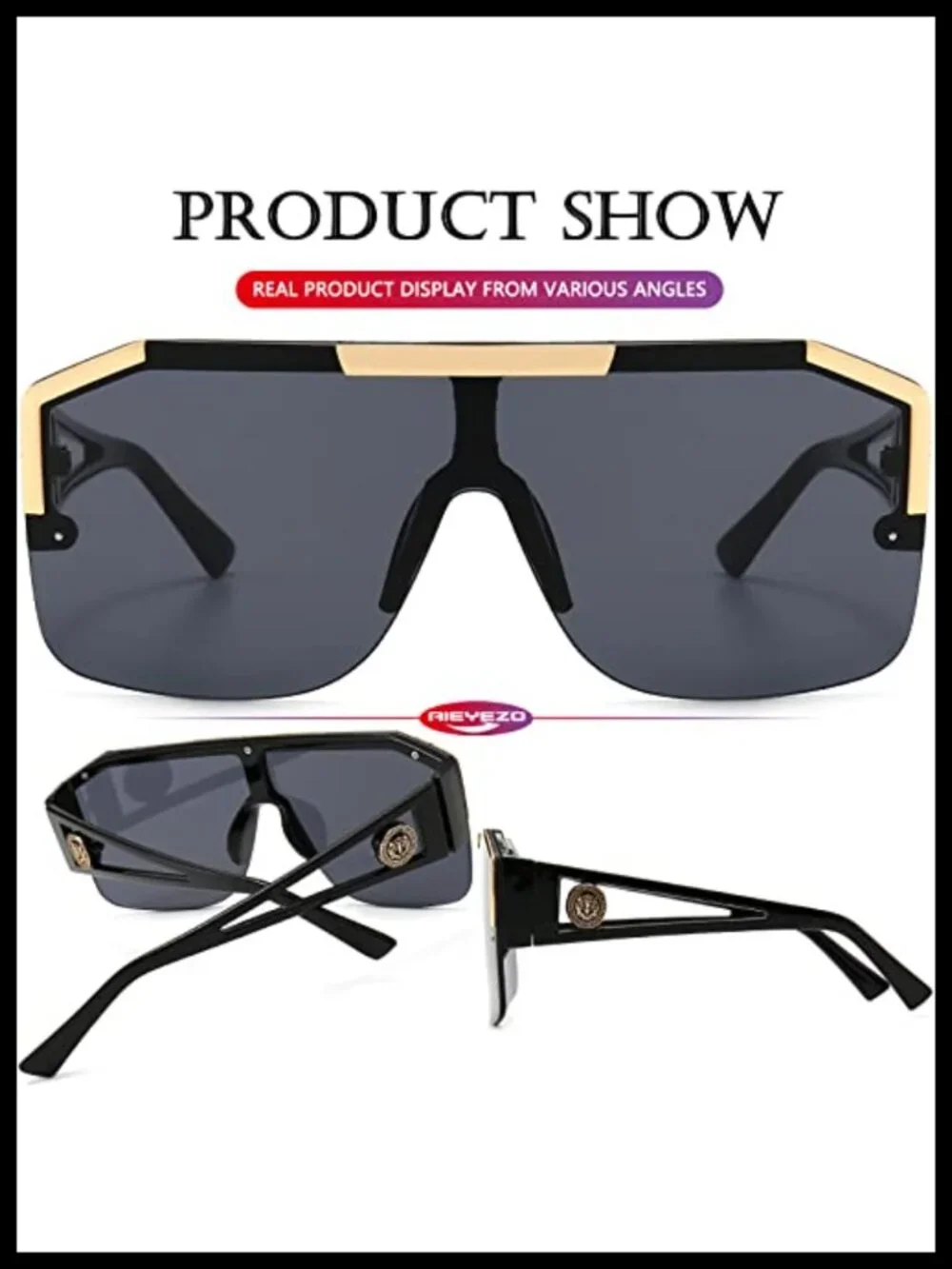 Oversized Square Sunglasses Flat Top Shield UV Protection Unisex